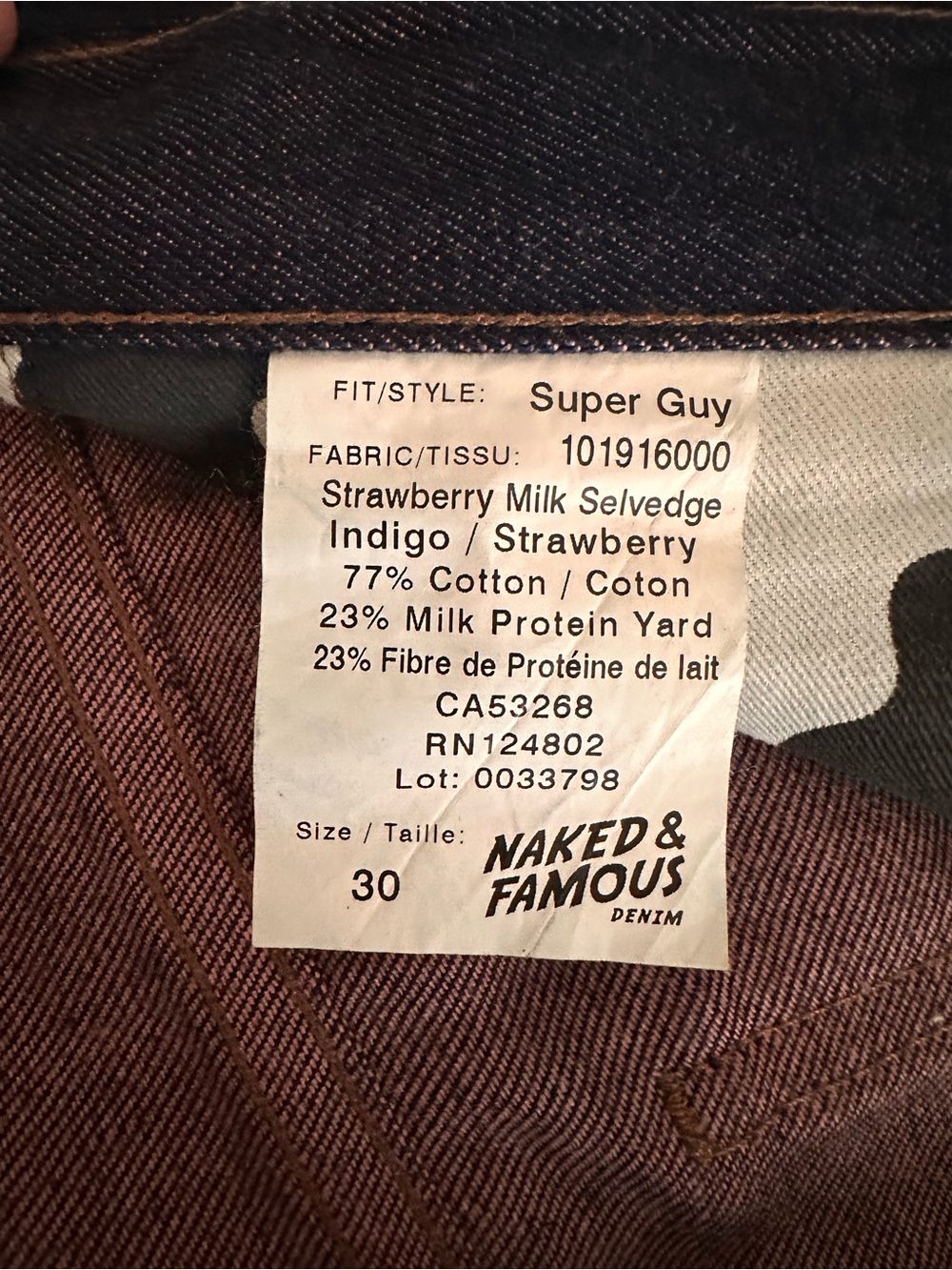 Naked and Famous Strawberry Milk 12.5 oz Japanese Selvage Denim Super Guy (30) - Picture 4 of 6